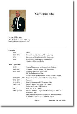 Curriculum Vitae Prof. Dr. Richter
